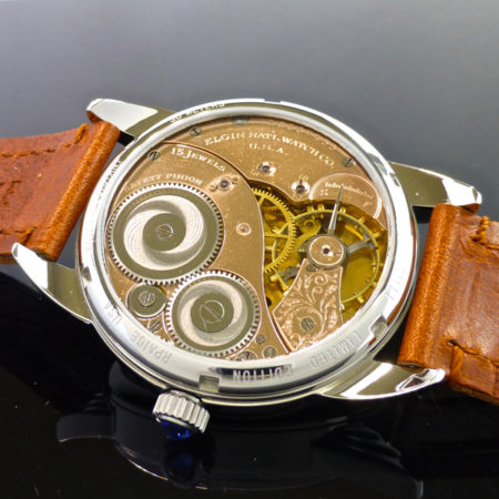 Steel Wrocket Watch with Black Dial, Lumed hands, and special rose gold finished movement - Image 3