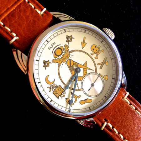 Steel Wrocket Watch with original Mint condition Elgin Masonic