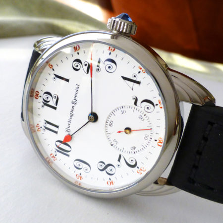 Very Rare Burlington Special, fancy enamel Dial with rare 19 jewel "swan neck" movement - Image 6