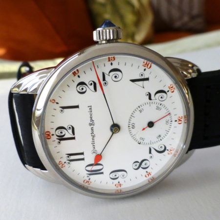 Very Rare Burlington Special, fancy enamel Dial with rare 19 jewel "swan neck" movement - Image 4