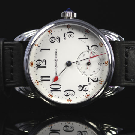 Very Rare Burlington Special, fancy enamel Dial with rare 19 jewel "swan neck" movement - Image 3