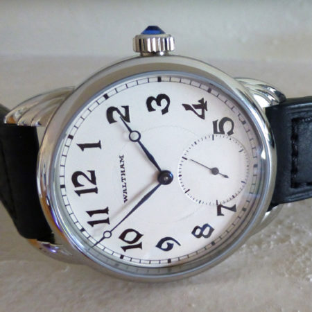 Steel Wrocket watch with original Waltham Hand Painted Dial, 1914